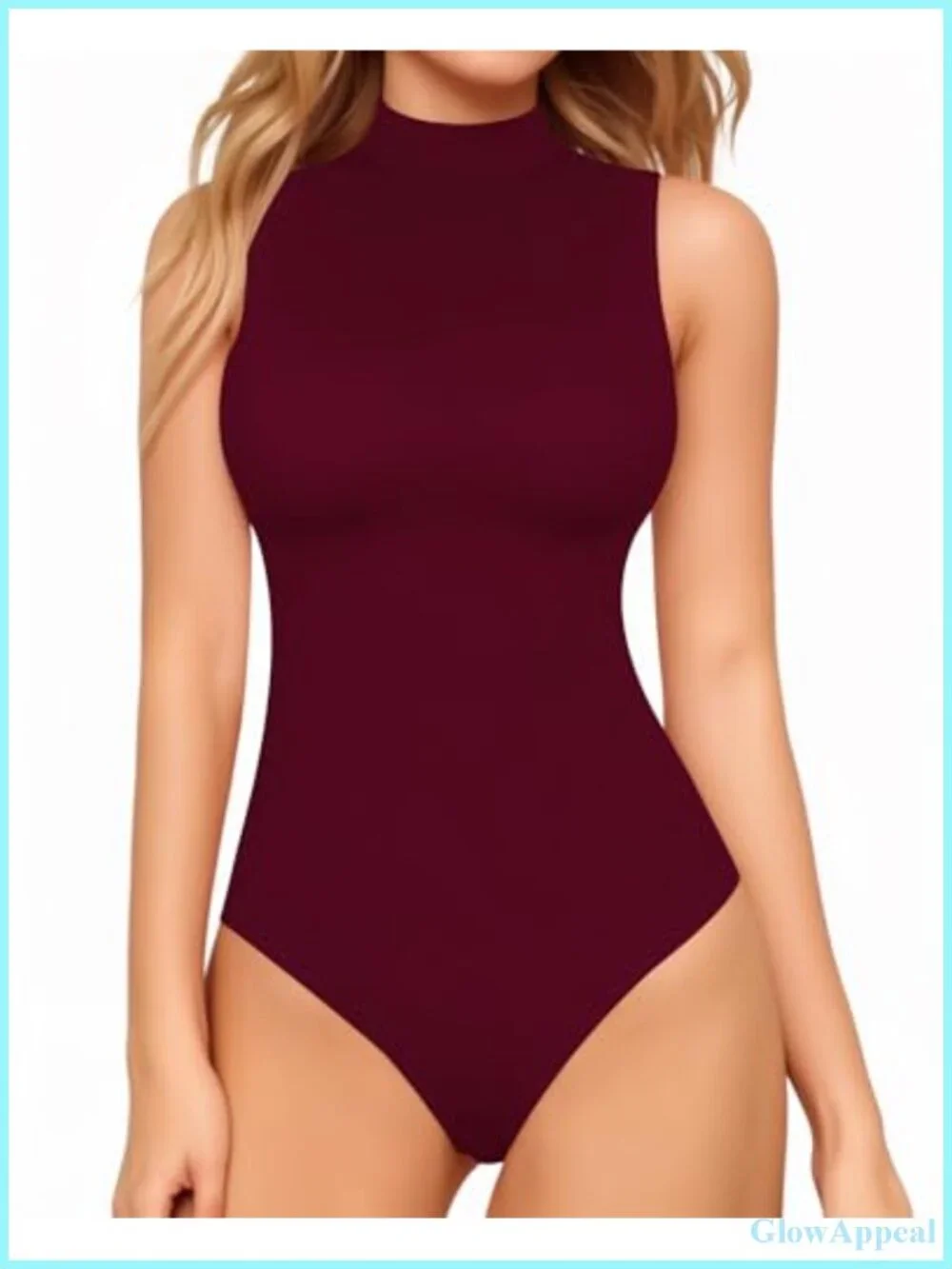 Mock Turtle Neck Sleeveless Bodysuit Tank Top Snap Closure Stretchy